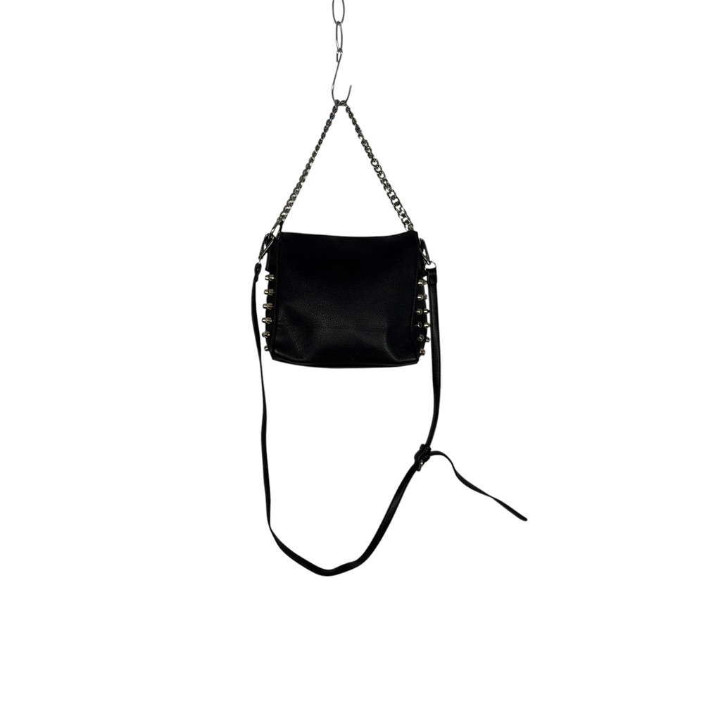 Forever 21 Crossbody Bag Small Black Studded Edgy Chain Strap Rocker Streetwear